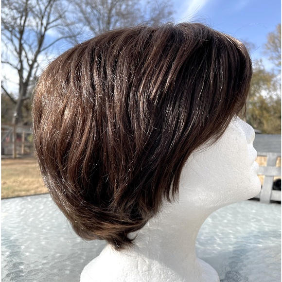 NWT 9” short brown wig natural brown men’s wig short layered tapered DP - Picture 2 of 11